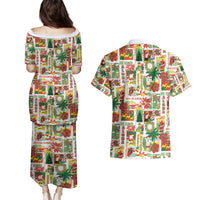 Hawaiian Santa Christmas Pattern Couples Matching Puletasi and Hawaiian Shirt White Version - Wonder Print Shop