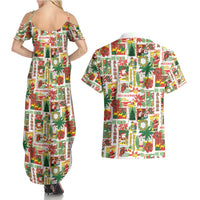 Hawaiian Santa Christmas Pattern Couples Matching Summer Maxi Dress and Hawaiian Shirt White Version - Wonder Print Shop