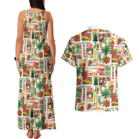 Hawaiian Santa Christmas Pattern Couples Matching Tank Maxi Dress and Hawaiian Shirt White Version - Wonder Print Shop