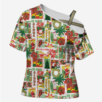 Hawaiian Santa Christmas Pattern Cross Shoulder Shirt White Version - Wonder Print Shop