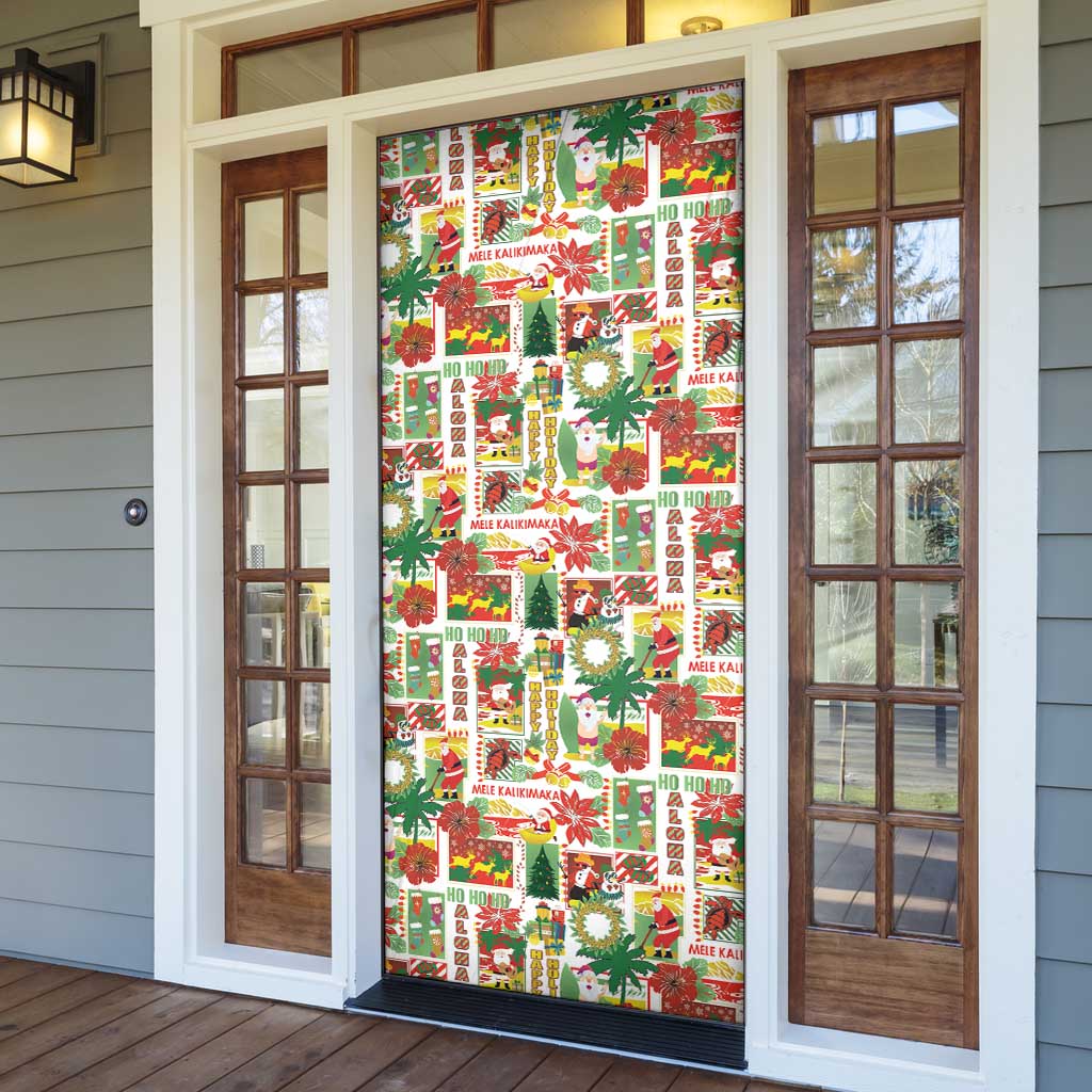 Hawaiian Santa Christmas Pattern Door Cover White Version - Wonder Print Shop