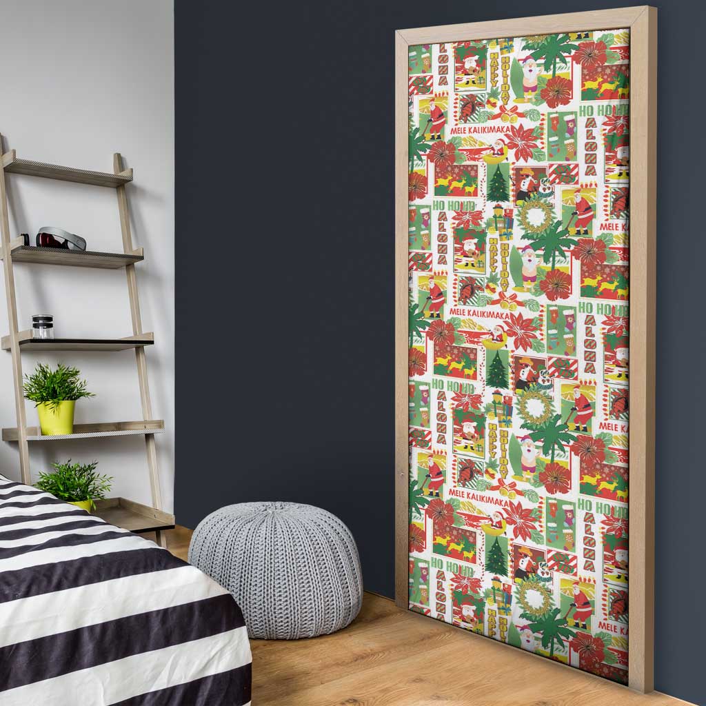 Hawaiian Santa Christmas Pattern Door Cover White Version - Wonder Print Shop