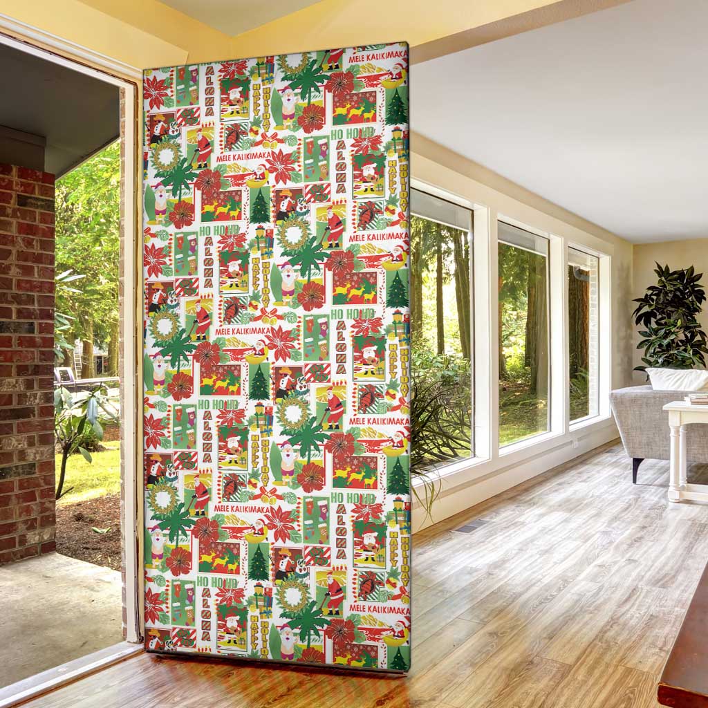 Hawaiian Santa Christmas Pattern Door Cover White Version - Wonder Print Shop