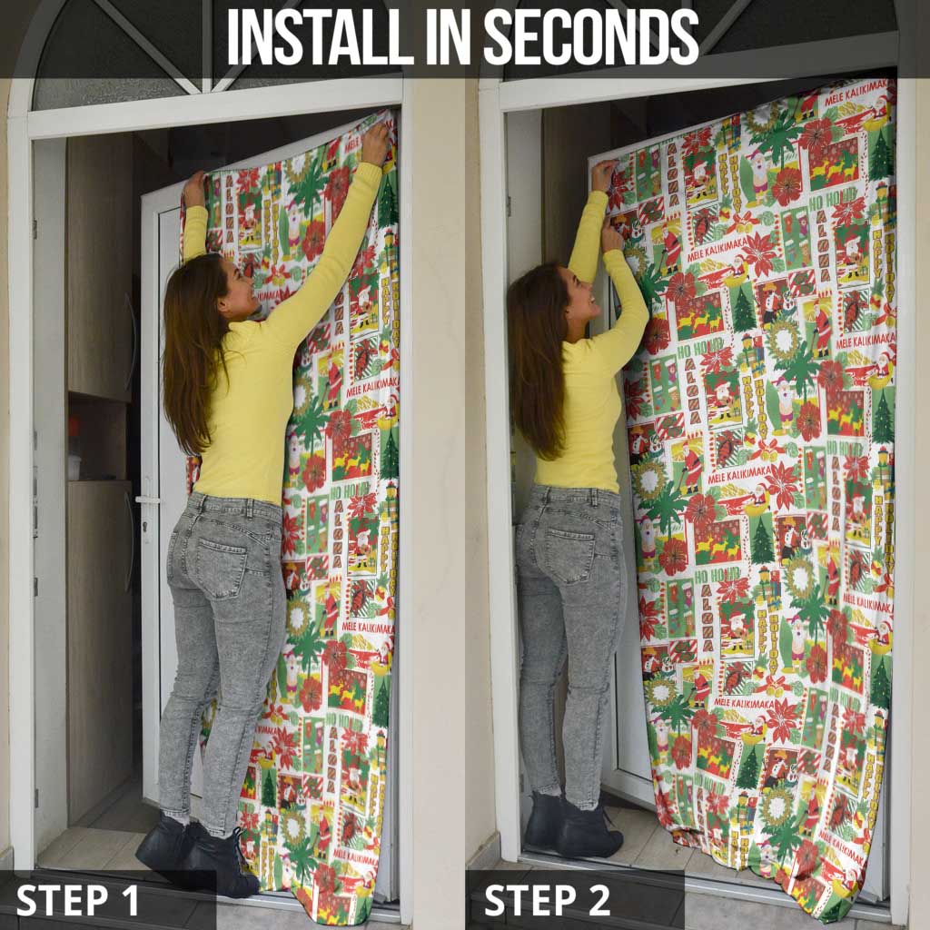 Hawaiian Santa Christmas Pattern Door Cover White Version - Wonder Print Shop