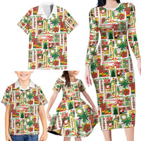 Hawaiian Santa Christmas Pattern Family Matching Long Sleeve Bodycon Dress and Hawaiian Shirt White Version - Wonder Print Shop