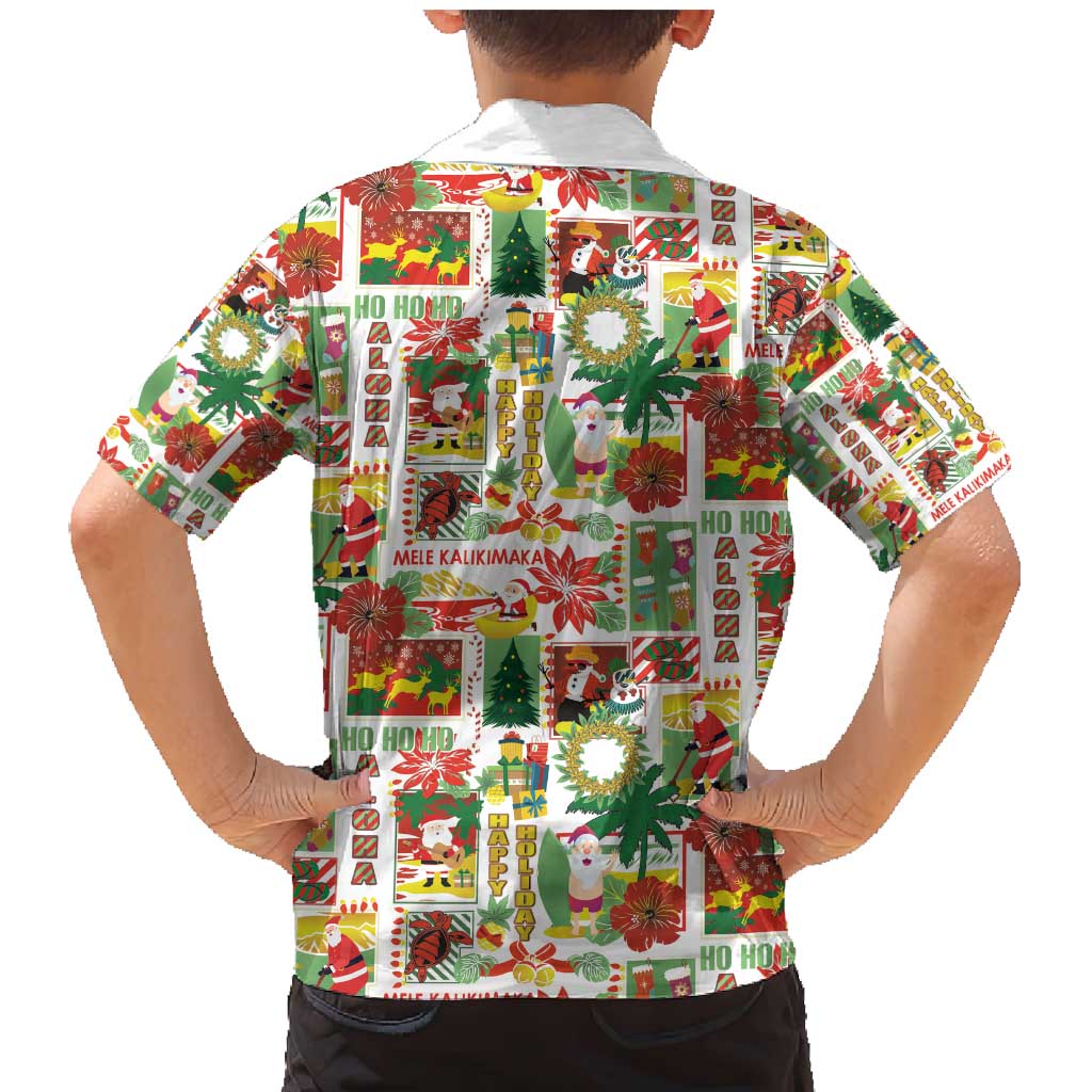 Hawaiian Santa Christmas Pattern Family Matching Mermaid Dress and Hawaiian Shirt White Version - Wonder Print Shop
