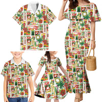 Hawaiian Santa Christmas Pattern Family Matching Mermaid Dress and Hawaiian Shirt White Version - Wonder Print Shop