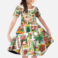 Hawaiian Santa Christmas Pattern Family Matching Off The Shoulder Long Sleeve Dress and Hawaiian Shirt White Version - Wonder Print Shop