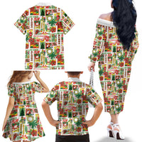 Hawaiian Santa Christmas Pattern Family Matching Off The Shoulder Long Sleeve Dress and Hawaiian Shirt White Version - Wonder Print Shop