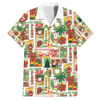 Hawaiian Santa Christmas Pattern Family Matching Off The Shoulder Long Sleeve Dress and Hawaiian Shirt White Version - Wonder Print Shop