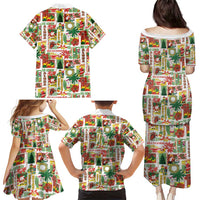 Hawaiian Santa Christmas Pattern Family Matching Puletasi and Hawaiian Shirt White Version - Wonder Print Shop