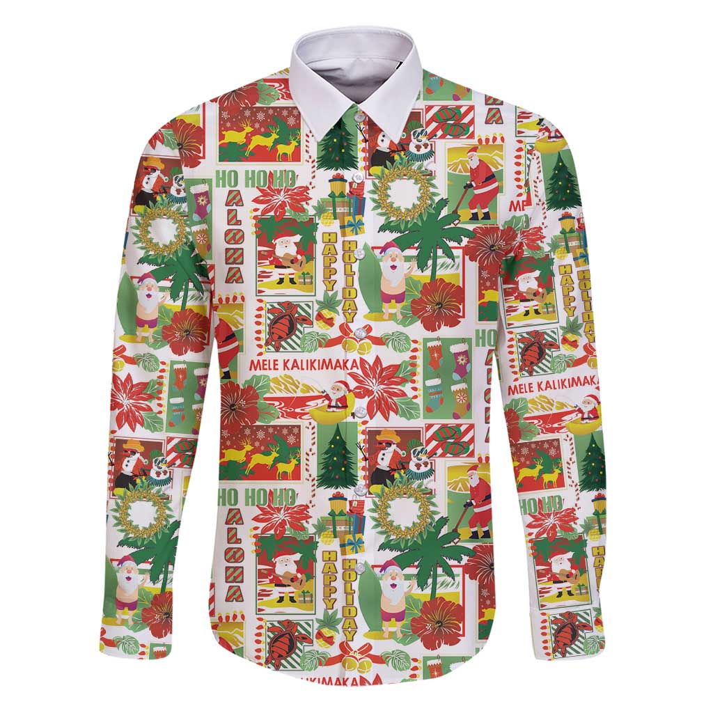 Hawaiian Santa Christmas Pattern Family Matching Puletasi and Hawaiian Shirt White Version - Wonder Print Shop