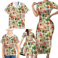 Hawaiian Santa Christmas Pattern Family Matching Short Sleeve Bodycon Dress and Hawaiian Shirt White Version - Wonder Print Shop