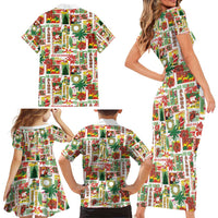 Hawaiian Santa Christmas Pattern Family Matching Short Sleeve Bodycon Dress and Hawaiian Shirt White Version - Wonder Print Shop
