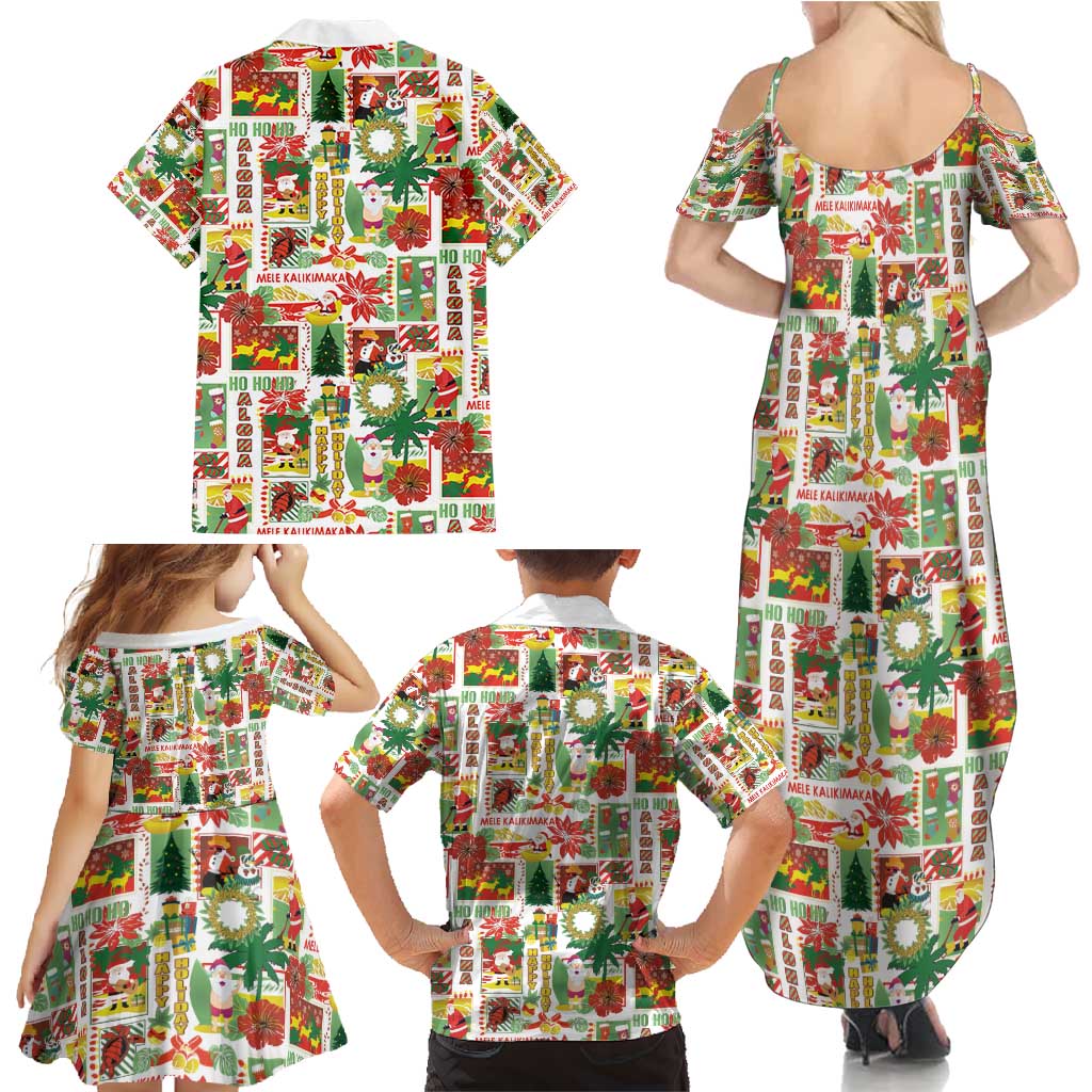 Hawaiian Santa Christmas Pattern Family Matching Summer Maxi Dress and Hawaiian Shirt White Version - Wonder Print Shop