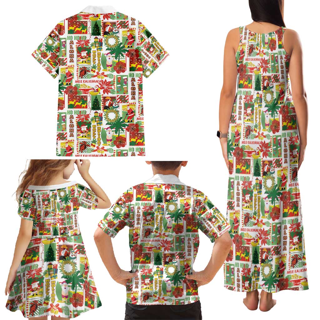 Hawaiian Santa Christmas Pattern Family Matching Tank Maxi Dress and Hawaiian Shirt White Version - Wonder Print Shop
