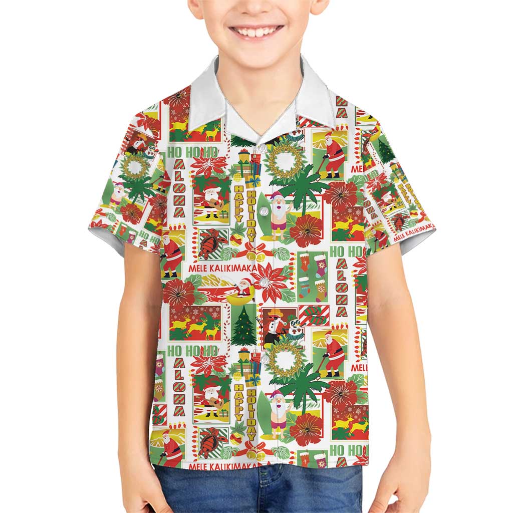 Hawaiian Santa Christmas Pattern Family Matching Tank Maxi Dress and Hawaiian Shirt White Version - Wonder Print Shop