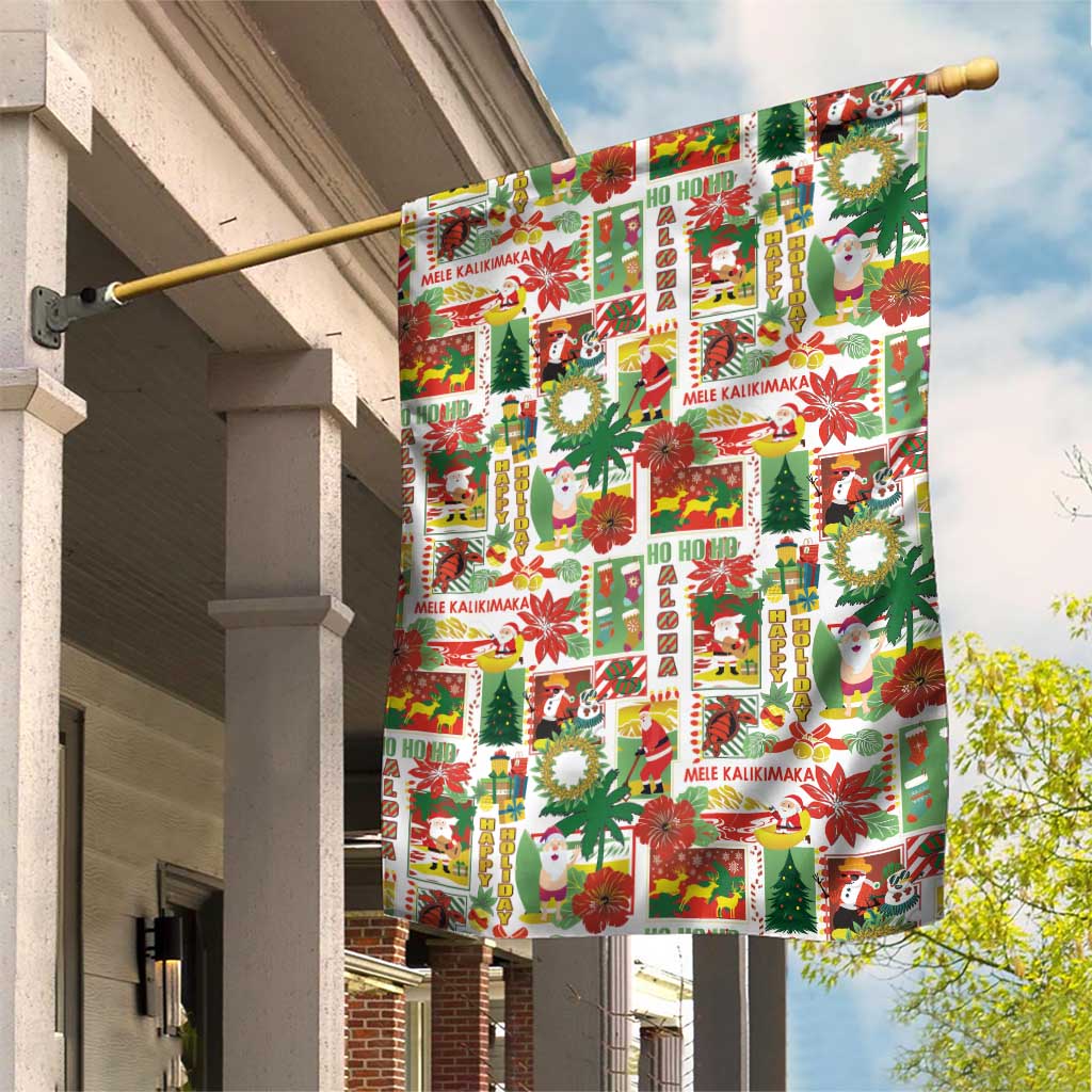 Hawaiian Santa Christmas Pattern Garden Flag White Version - Wonder Print Shop