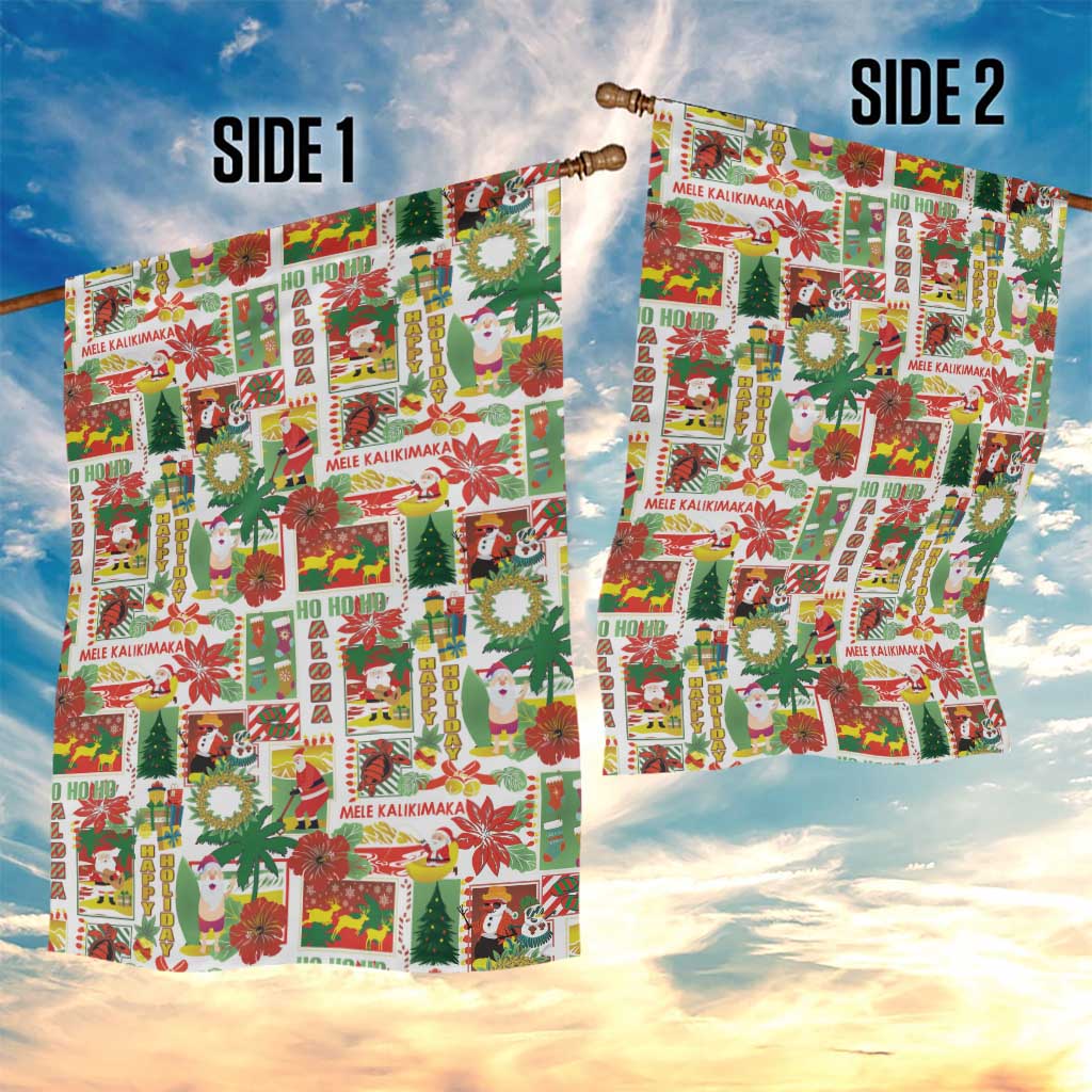 Hawaiian Santa Christmas Pattern Garden Flag White Version - Wonder Print Shop