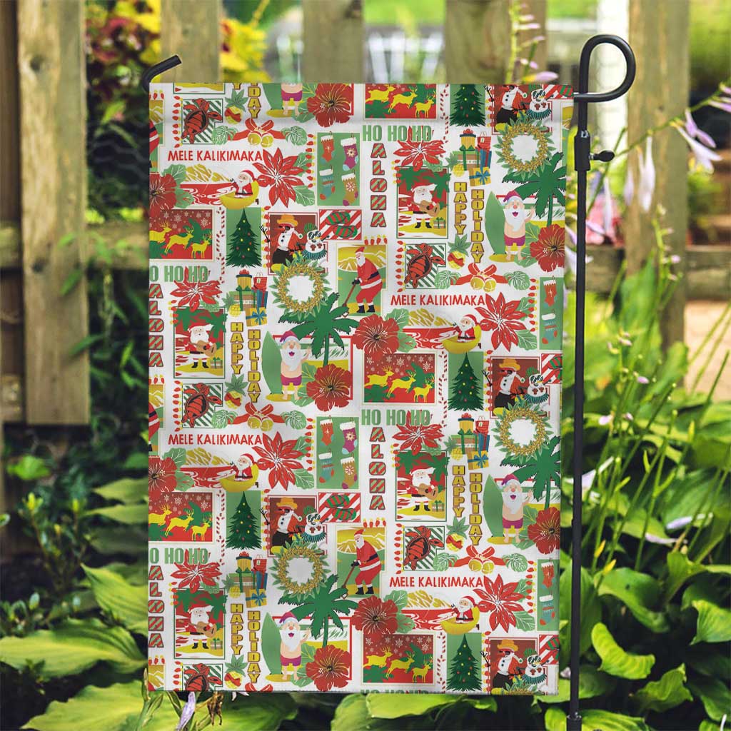 Hawaiian Santa Christmas Pattern Garden Flag White Version - Wonder Print Shop