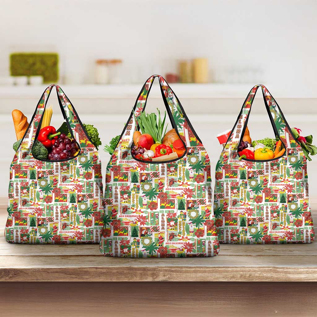 Hawaiian Santa Christmas Pattern Grocery Bag White Version - Wonder Print Shop