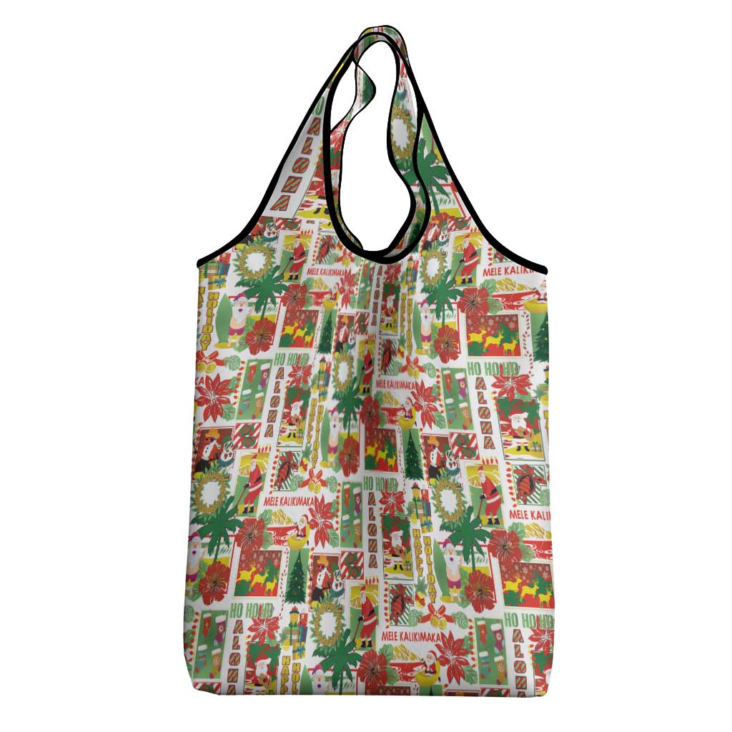 Hawaiian Santa Christmas Pattern Grocery Bag White Version - Wonder Print Shop