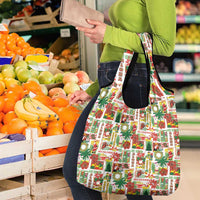 Hawaiian Santa Christmas Pattern Grocery Bag White Version - Wonder Print Shop