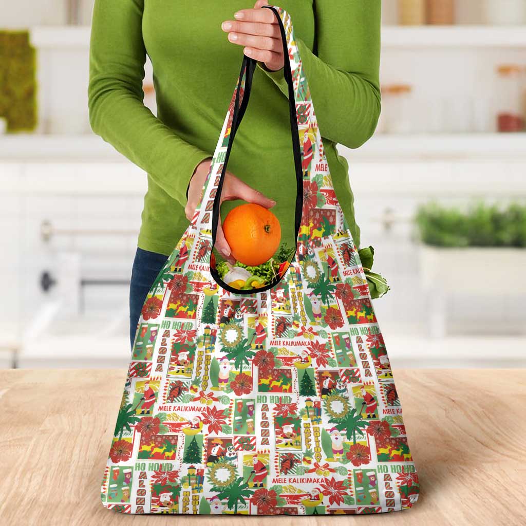Hawaiian Santa Christmas Pattern Grocery Bag White Version - Wonder Print Shop
