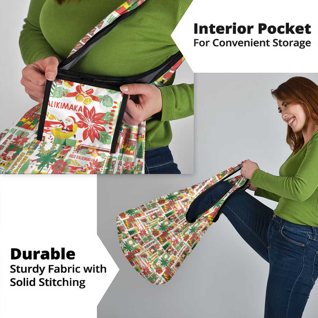 Hawaiian Santa Christmas Pattern Grocery Bag White Version - Wonder Print Shop
