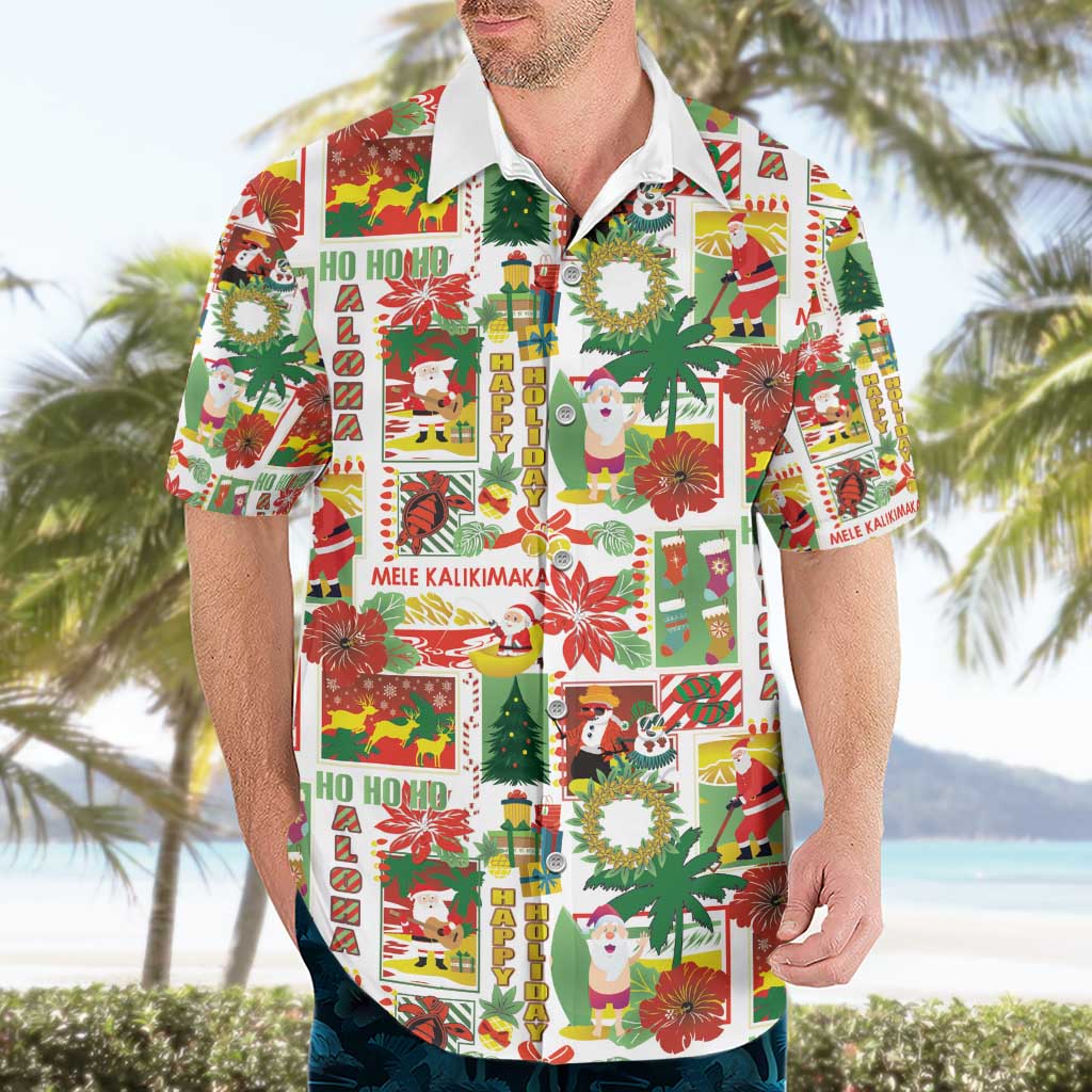Hawaiian Santa Christmas Pattern Hawaiian Shirt White Version - Wonder Print Shop