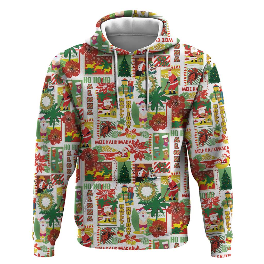 Hawaiian Santa Christmas Pattern Hoodie White Version - Wonder Print Shop