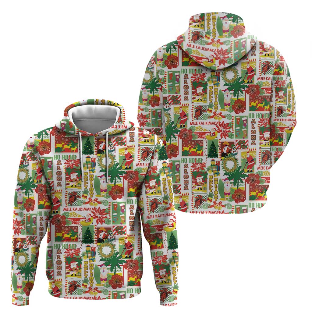Hawaiian Santa Christmas Pattern Hoodie White Version - Wonder Print Shop