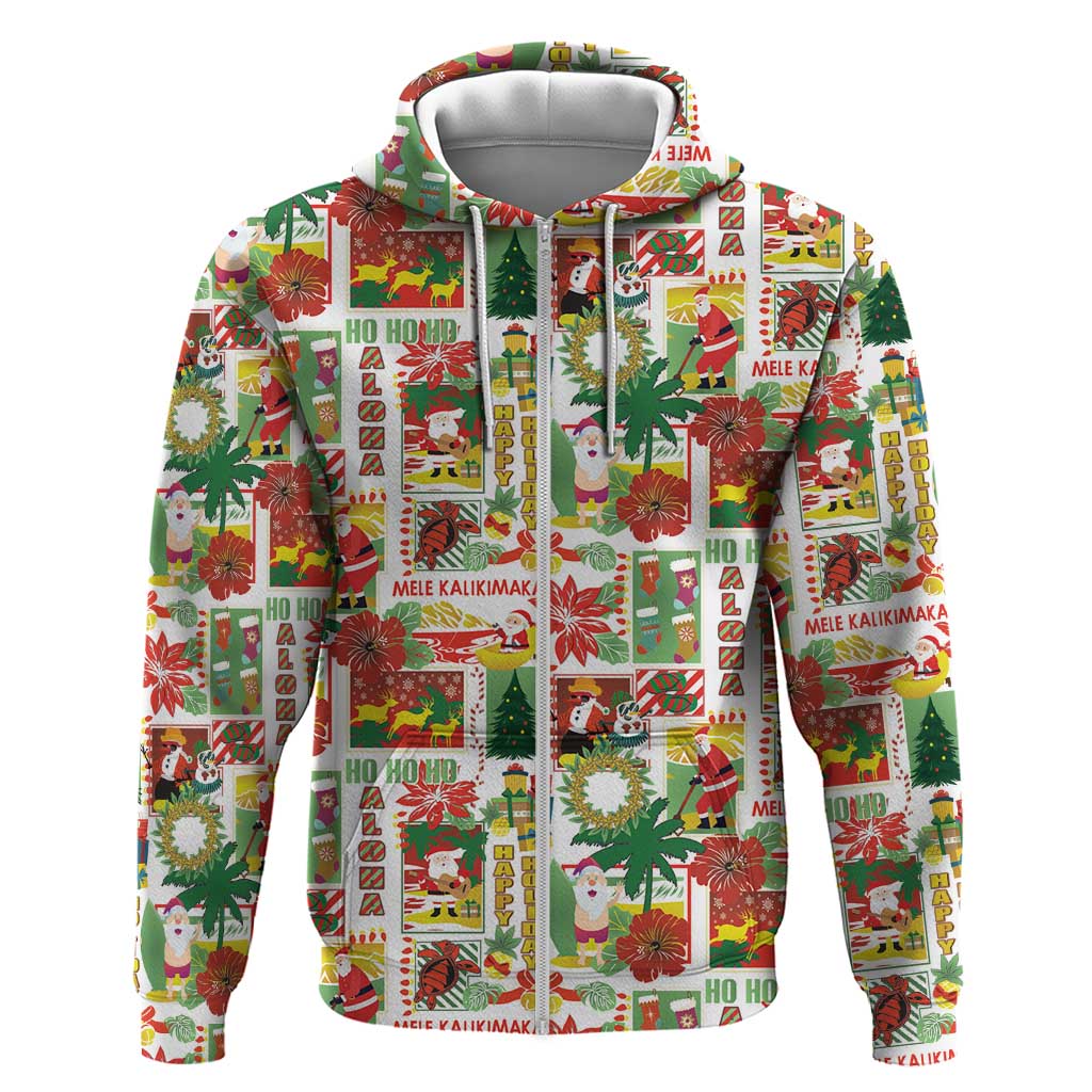 Hawaiian Santa Christmas Pattern Hoodie White Version - Wonder Print Shop