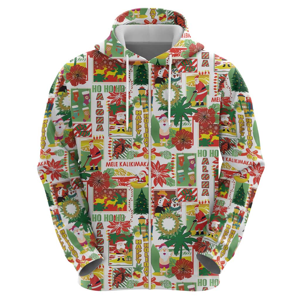 Hawaiian Santa Christmas Pattern Hoodie White Version - Wonder Print Shop