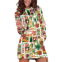 Hawaiian Santa Christmas Pattern Hoodie Dress White Version - Wonder Print Shop