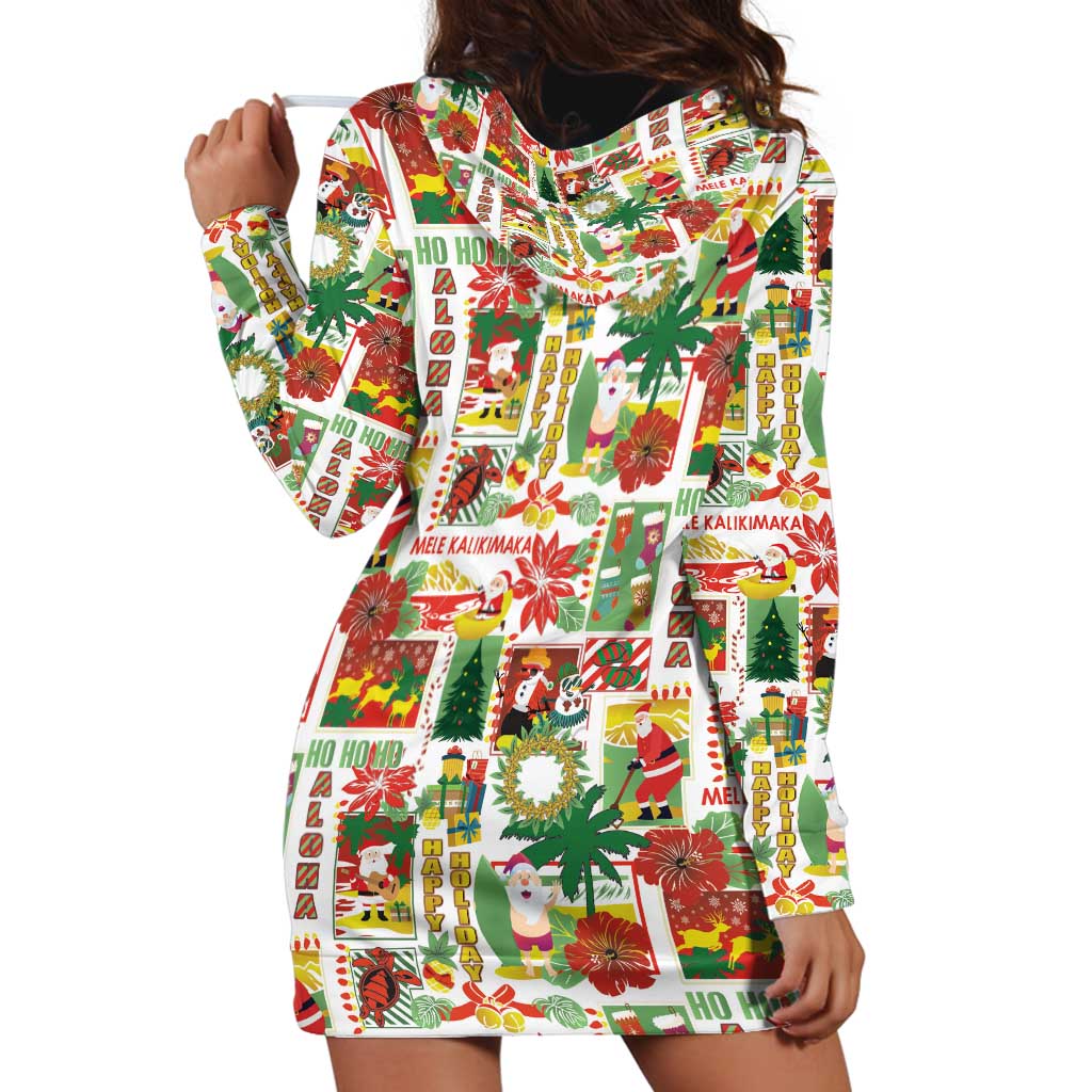 Hawaiian Santa Christmas Pattern Hoodie Dress White Version - Wonder Print Shop