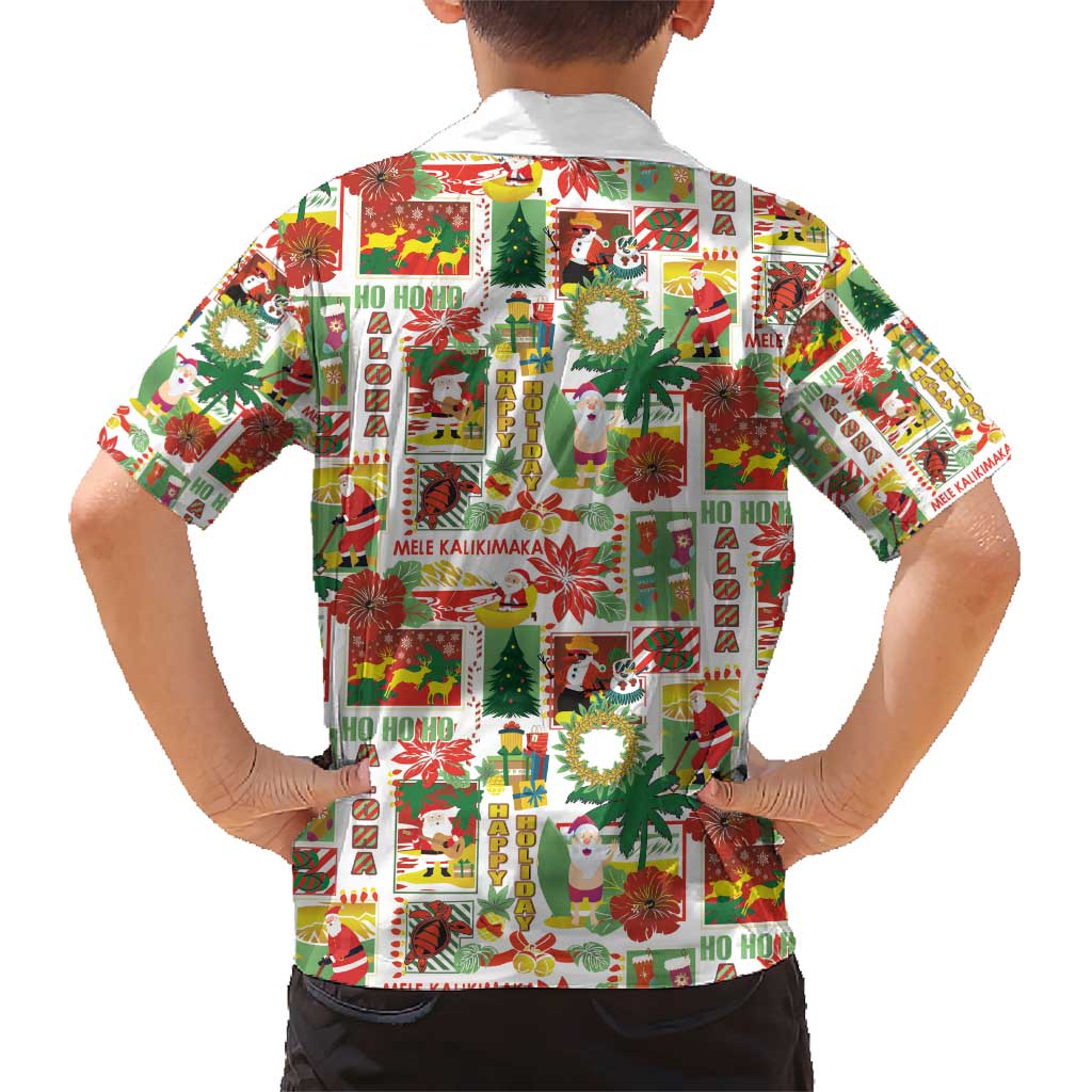 Hawaiian Santa Christmas Pattern Kid Hawaiian Shirt White Version - Wonder Print Shop