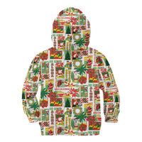 Hawaiian Santa Christmas Pattern Kid Hoodie White Version - Wonder Print Shop
