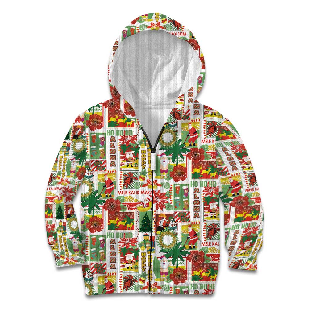 Hawaiian Santa Christmas Pattern Kid Hoodie White Version - Wonder Print Shop