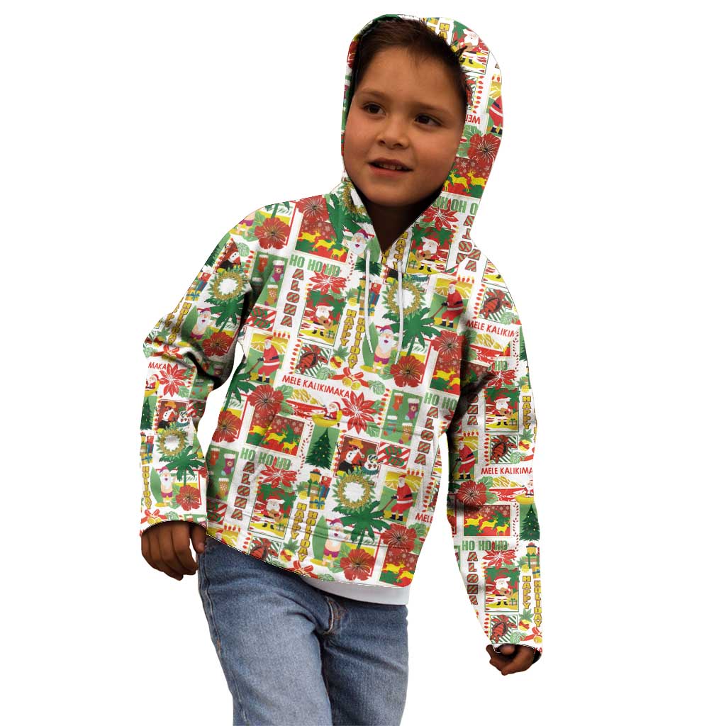 Hawaiian Santa Christmas Pattern Kid Hoodie White Version - Wonder Print Shop