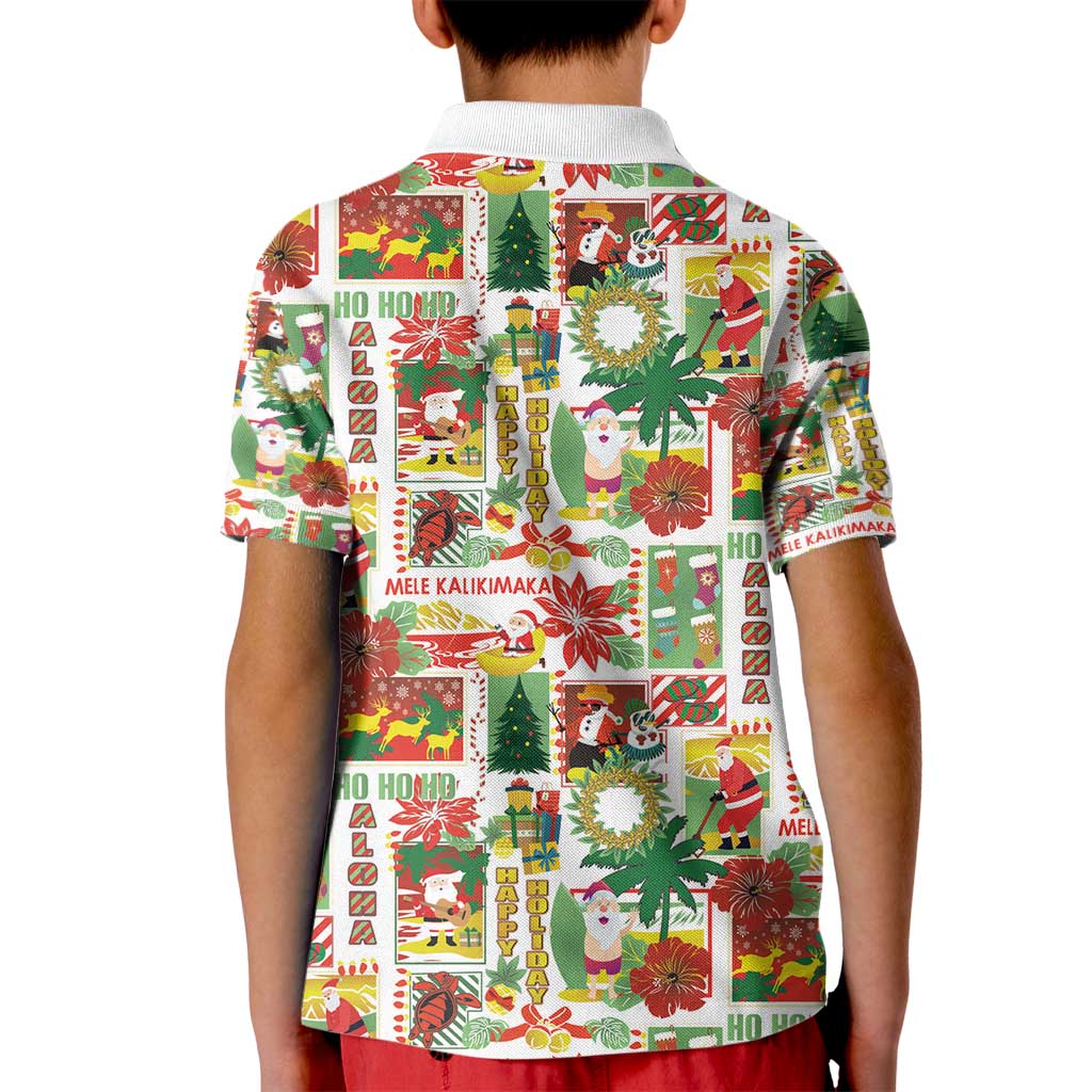 Hawaiian Santa Christmas Pattern Kid Polo Shirt White Version - Wonder Print Shop