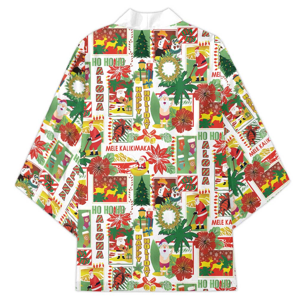 Hawaiian Santa Christmas Pattern Kimono White Version - Wonder Print Shop