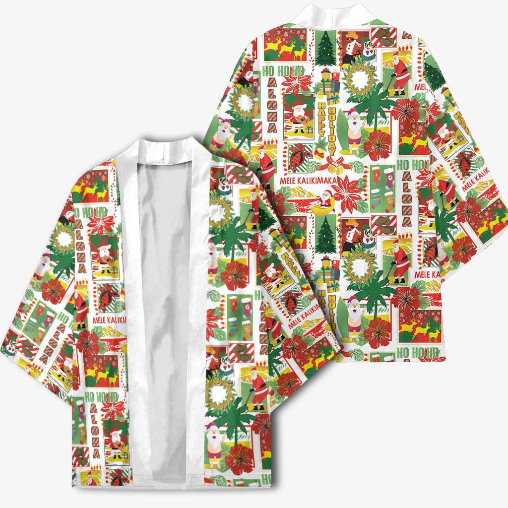 Hawaiian Santa Christmas Pattern Kimono White Version - Wonder Print Shop