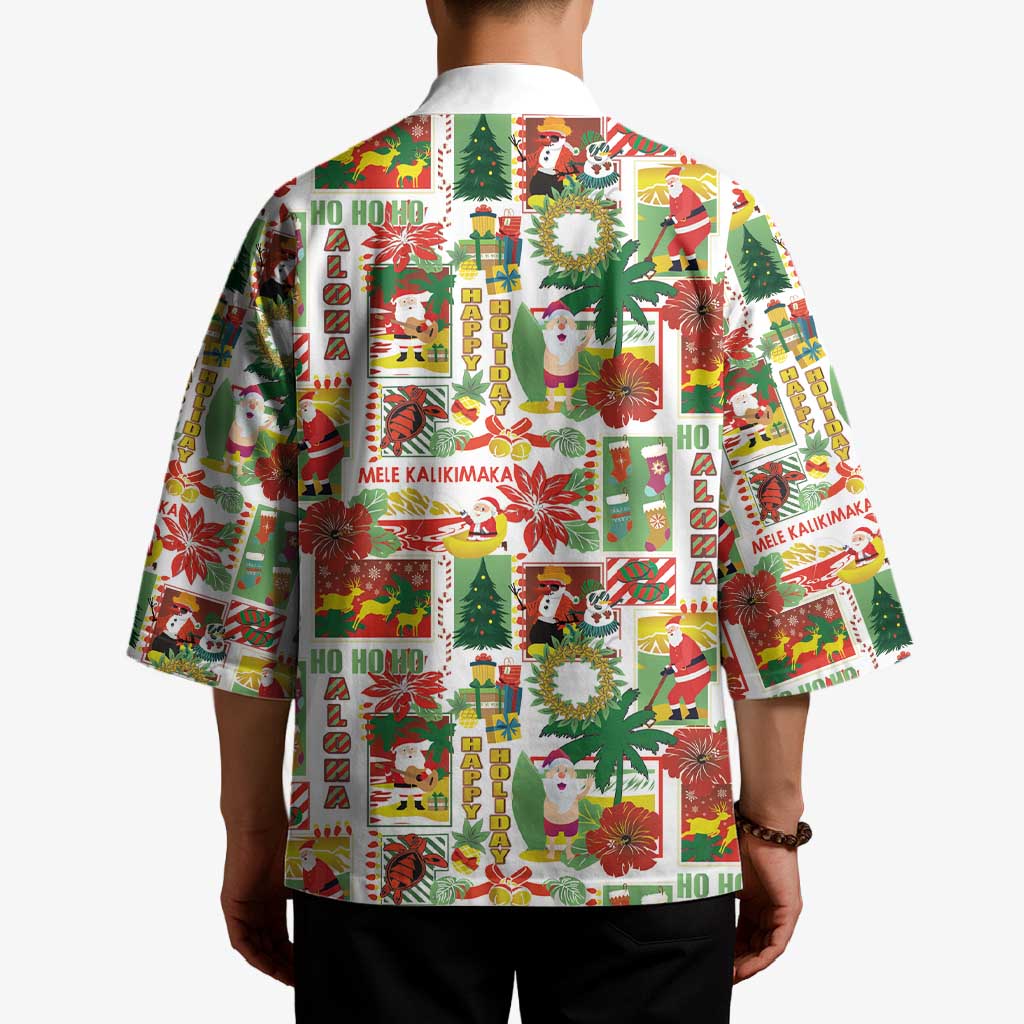 Hawaiian Santa Christmas Pattern Kimono White Version - Wonder Print Shop