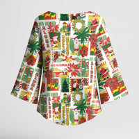Hawaiian Santa Christmas Pattern Kimono Sleeve Blouse White Version - Wonder Print Shop
