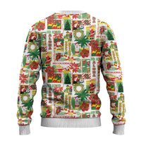 Hawaiian Santa Christmas Pattern Ugly Christmas Sweater White Version - Wonder Print Shop