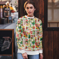 Hawaiian Santa Christmas Pattern Ugly Christmas Sweater White Version - Wonder Print Shop