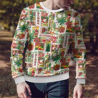 Hawaiian Santa Christmas Pattern Ugly Christmas Sweater White Version - Wonder Print Shop