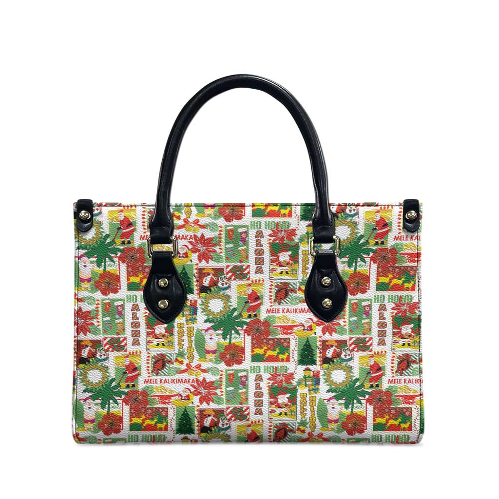 Hawaiian Santa Christmas Pattern Leather Bag White Version - Wonder Print Shop