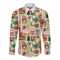 Hawaiian Santa Christmas Pattern Long Sleeve Button Shirt White Version - Wonder Print Shop